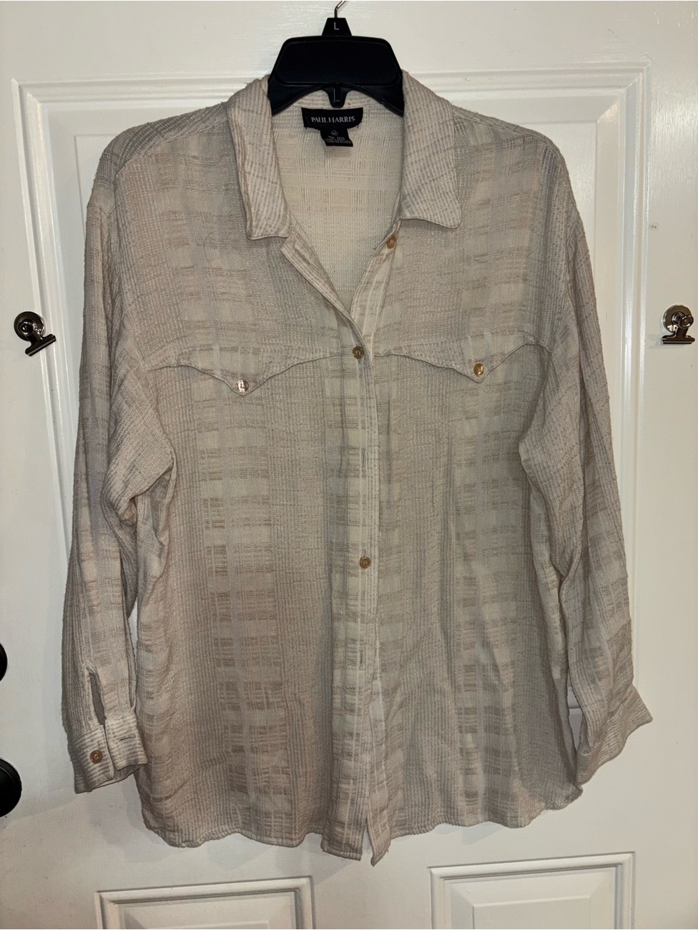 Paul Harris Cream Button-Front Women's Blouse